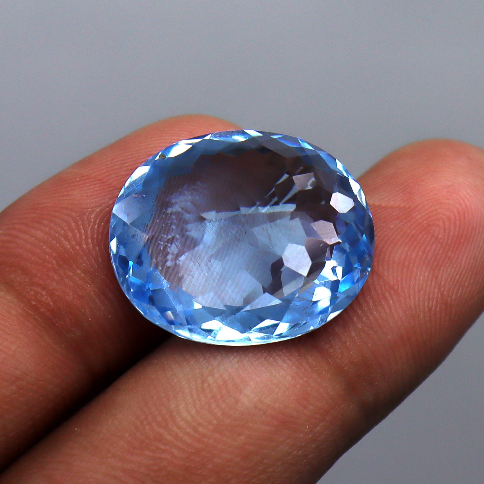 AAA+ Natural Sky Blue Aquamarine Oval Cut 24-25 Ct Gemstone Certified!