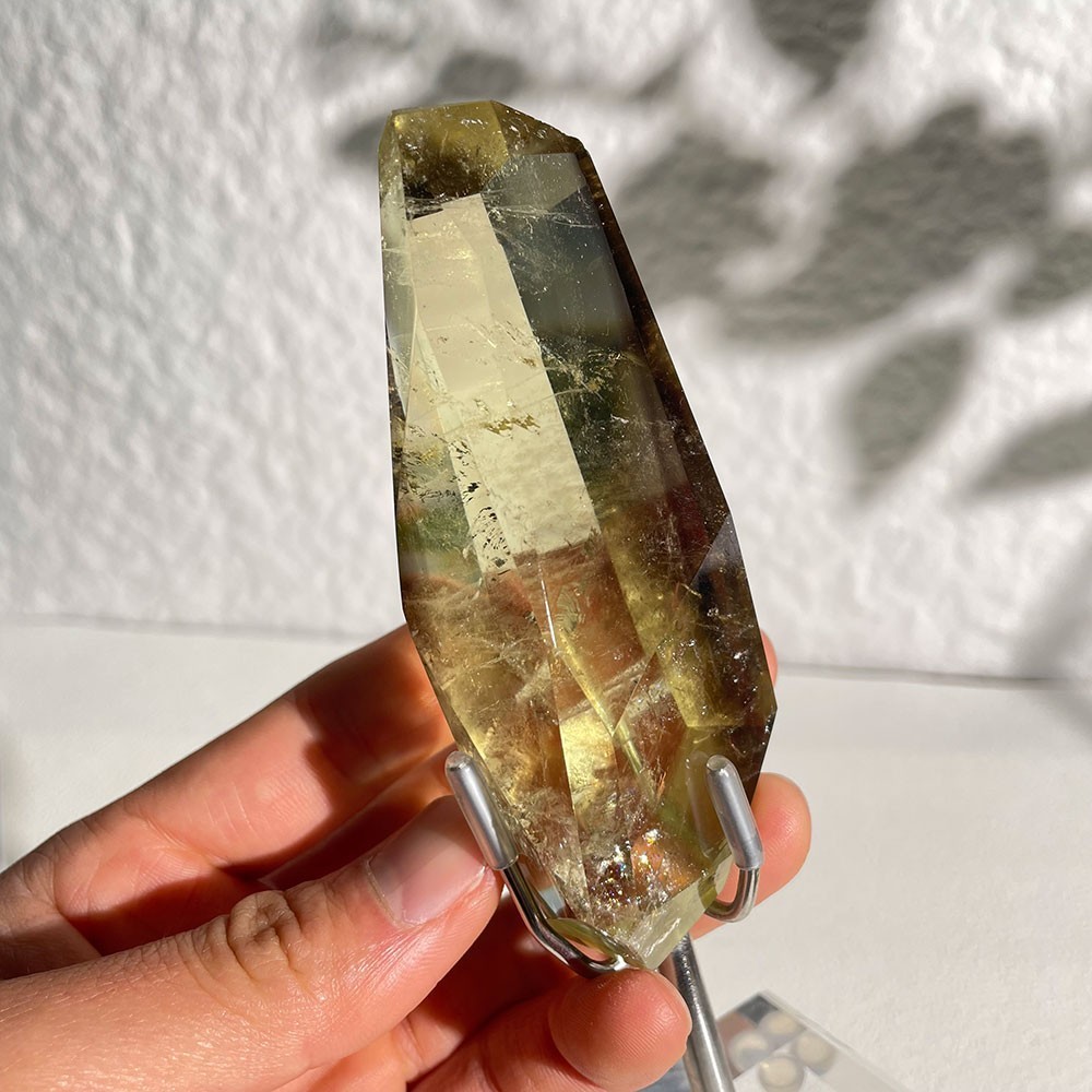 Natural Citrine Crystal Faceted Freeform High Clarity Wealth Stone W/ Stand