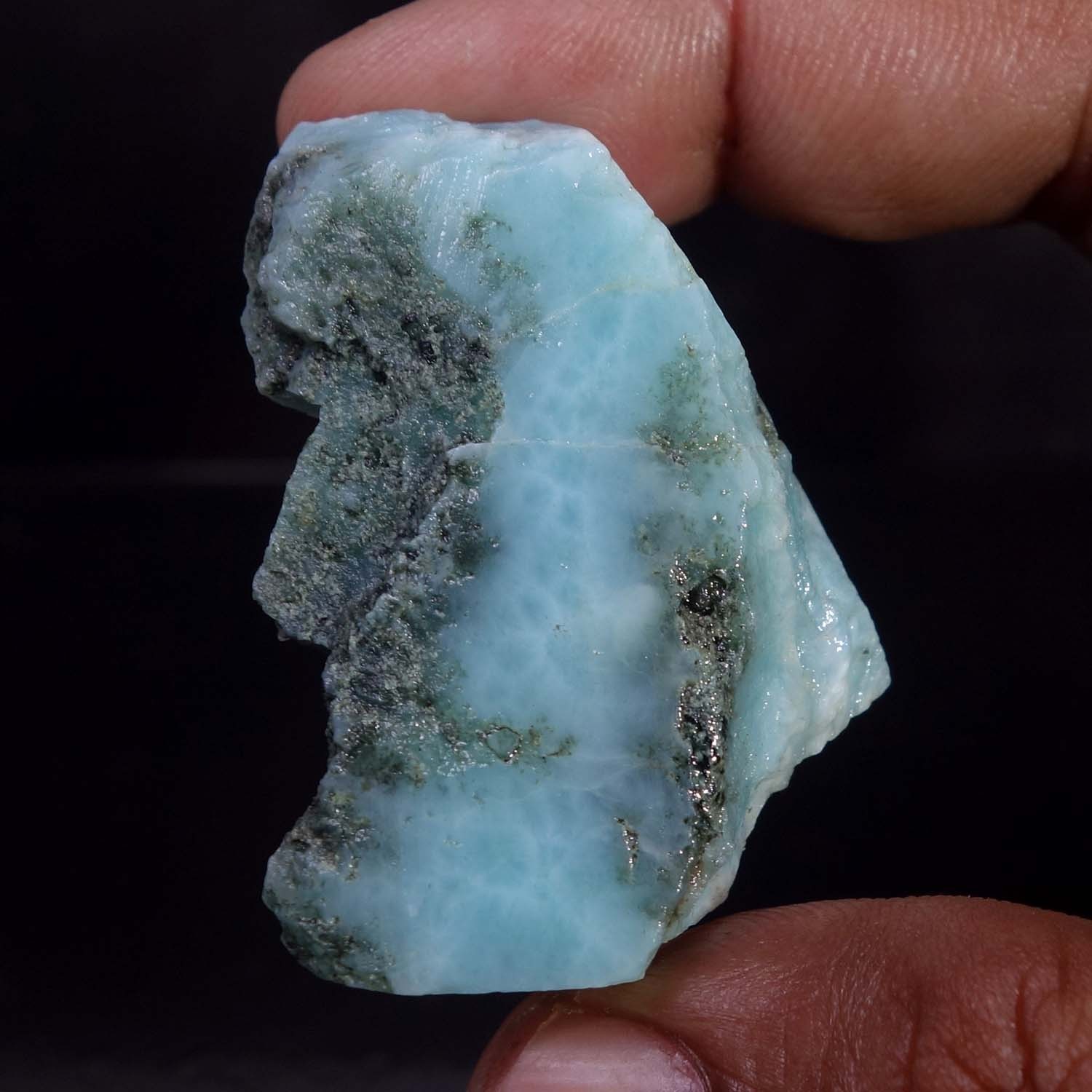 Spiritual Healing Larimar Natural Authentic Slab Rough Blue Gem Stone 123.70 Cts