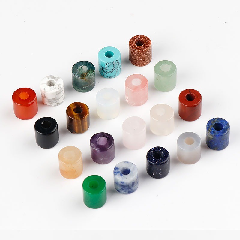 Natural Gemstone Large Hole Barrel Beads Loose Beads for Jewelry Making Crafts