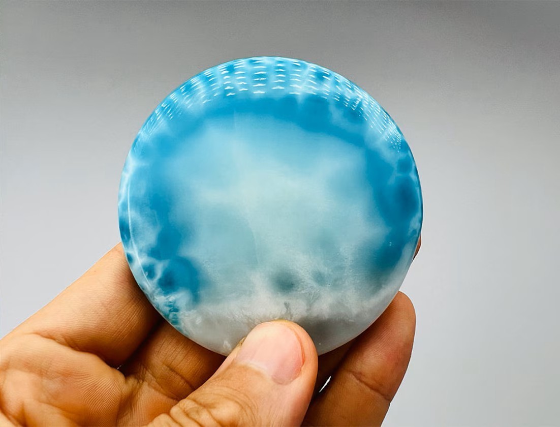 DEEP BLUE DOMINICAN REPUBLIC LARIMAR FULLY POLISHED PALMSTONE 73MM