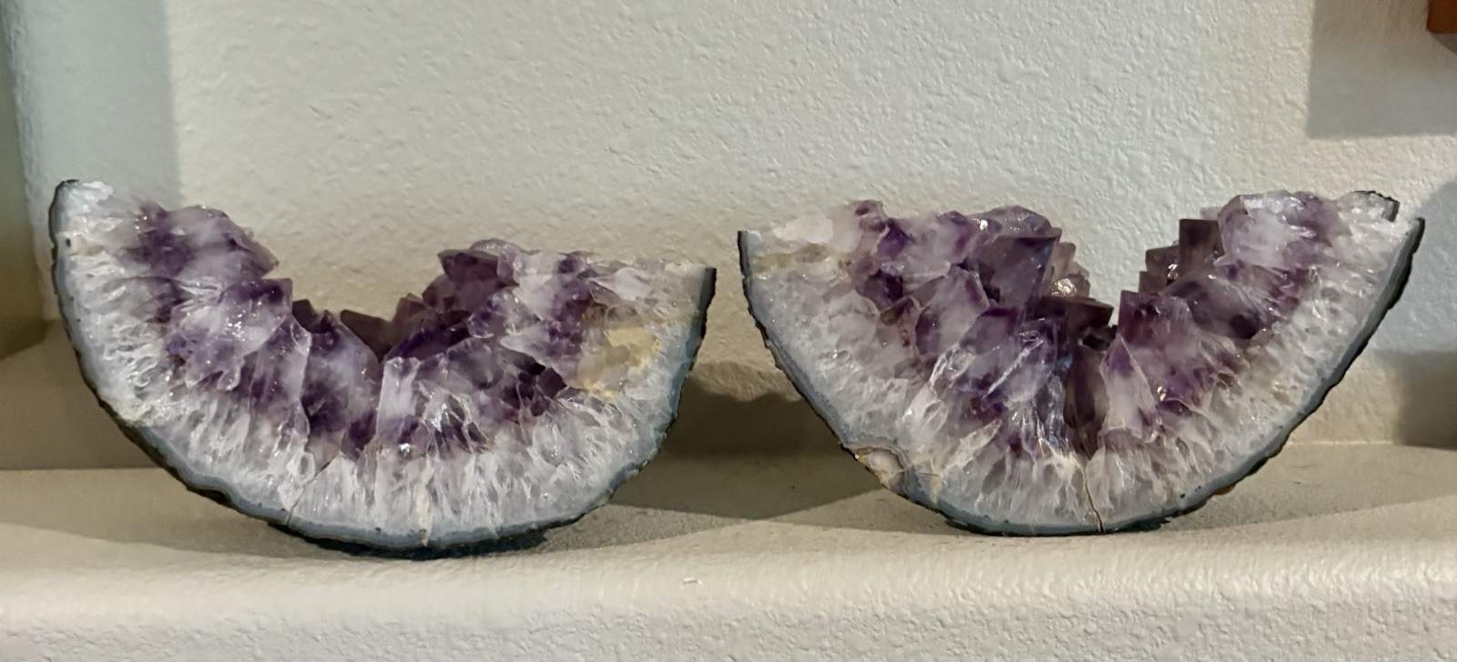 Natural Amethyst Double Slice Geode in 2 pieces or 1 Full 9” Circle