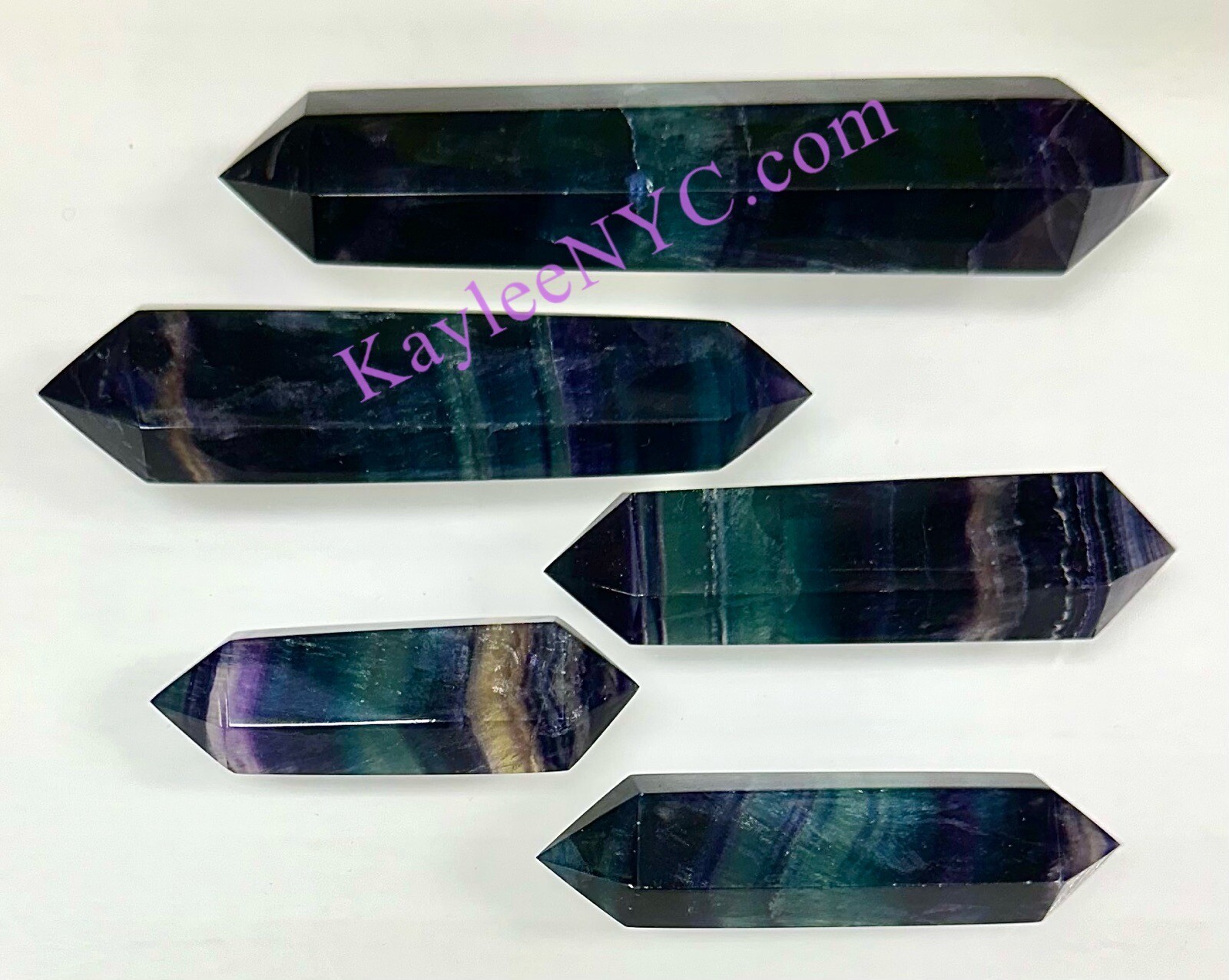 Wholesale Lot 1 Lb Natural Rainbow Fluorite Double Terminated Point Crystal