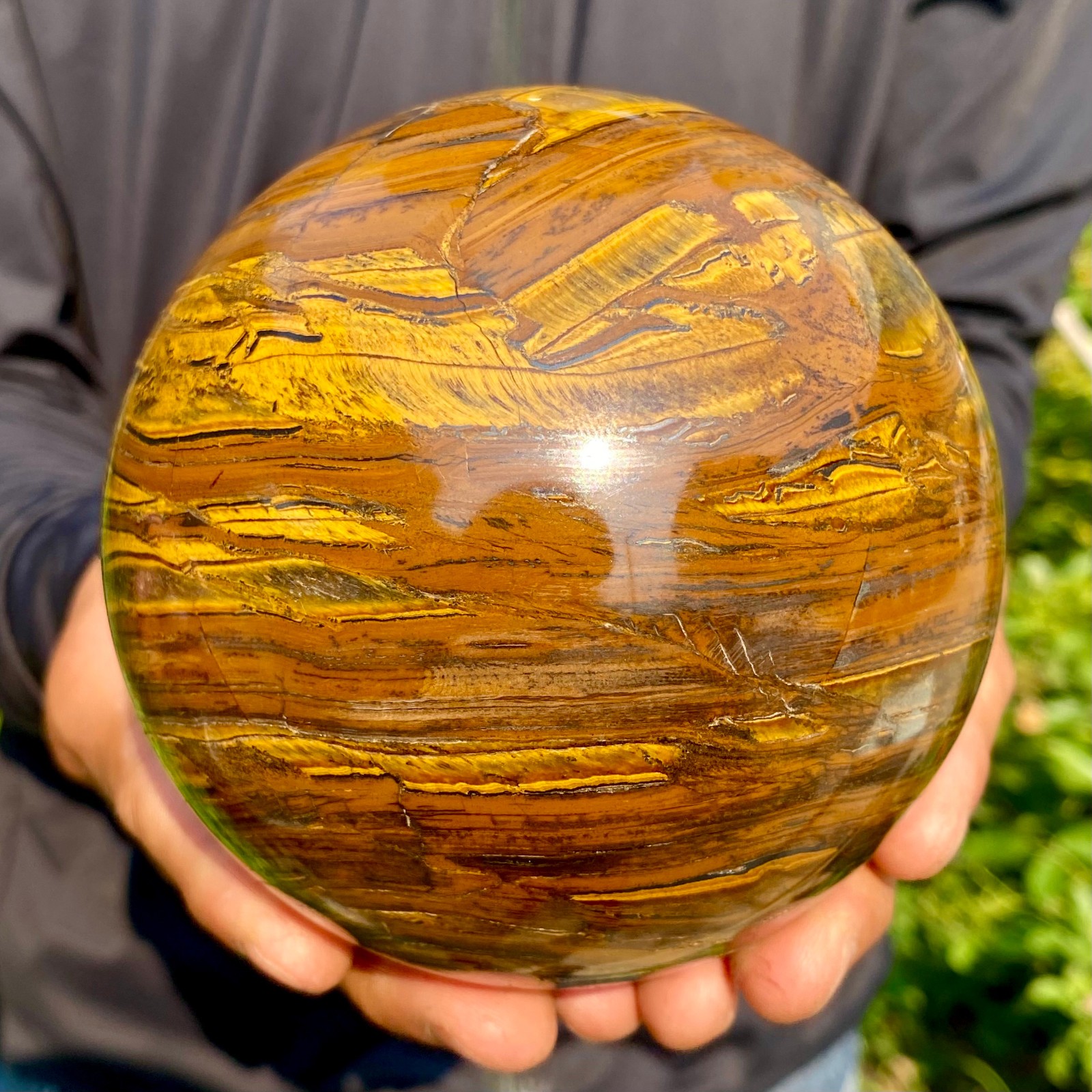 4.47LB Large Natural Tiger’s Eye Ball Quartz Crystal Sphere Gem Healing Décor