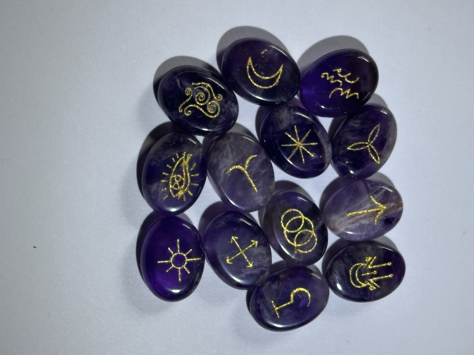 Amethyst Rune Stones For Divination And Healing Set Of 13 New