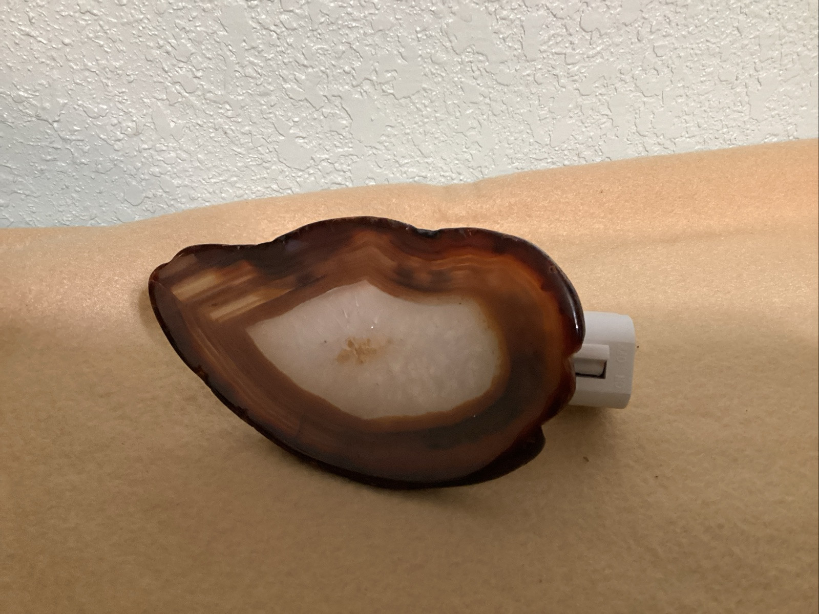 GENUINE QUARTZ CRYSTAL GEODE SLICE NIGHT LIGHT – UNIQUE, FLAME SHAPE!