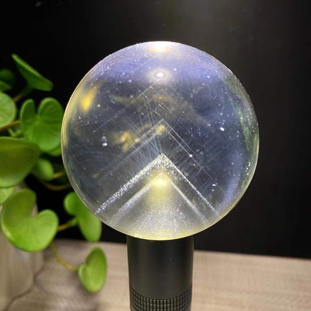 60mm Natural citrine quartz sphere Blue needle crystal Energy ball healing gift
