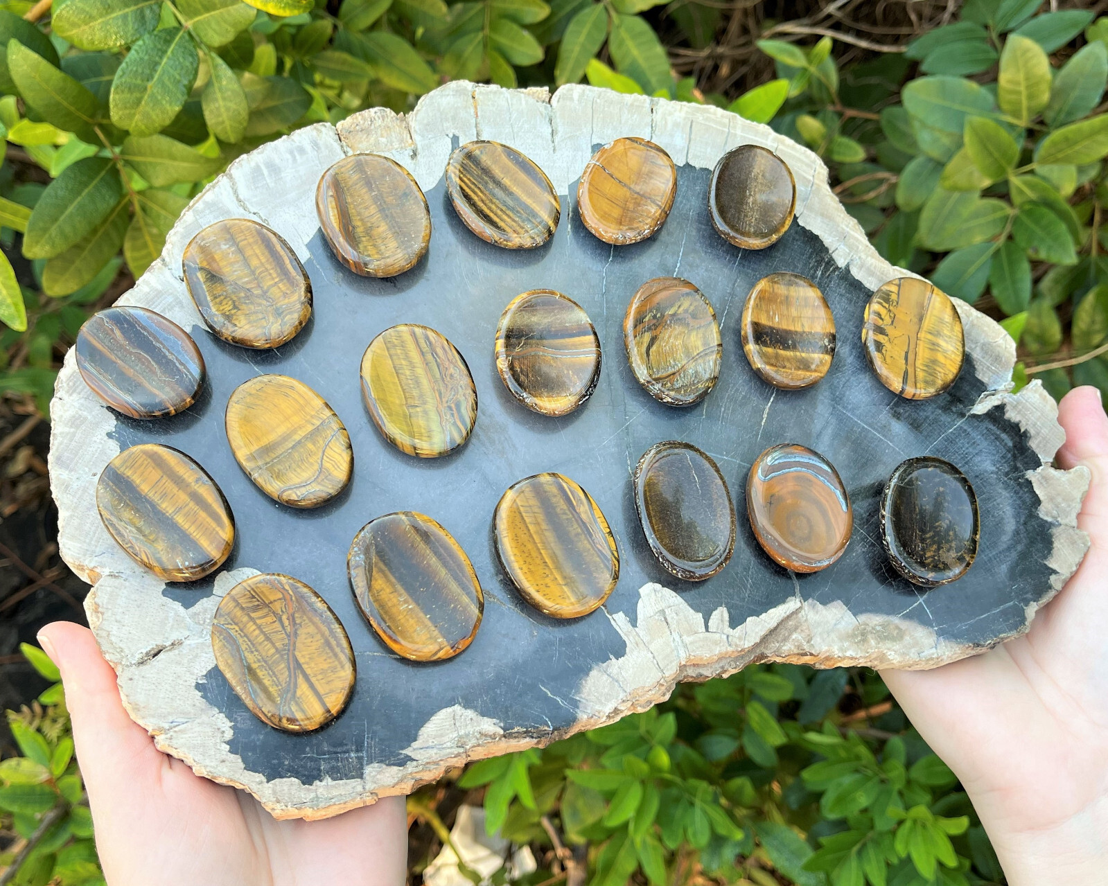 Gold Tiger Eye Worry Stone (Polished Gemstone, Gold Tiger Eye Pocket Palm Stone)