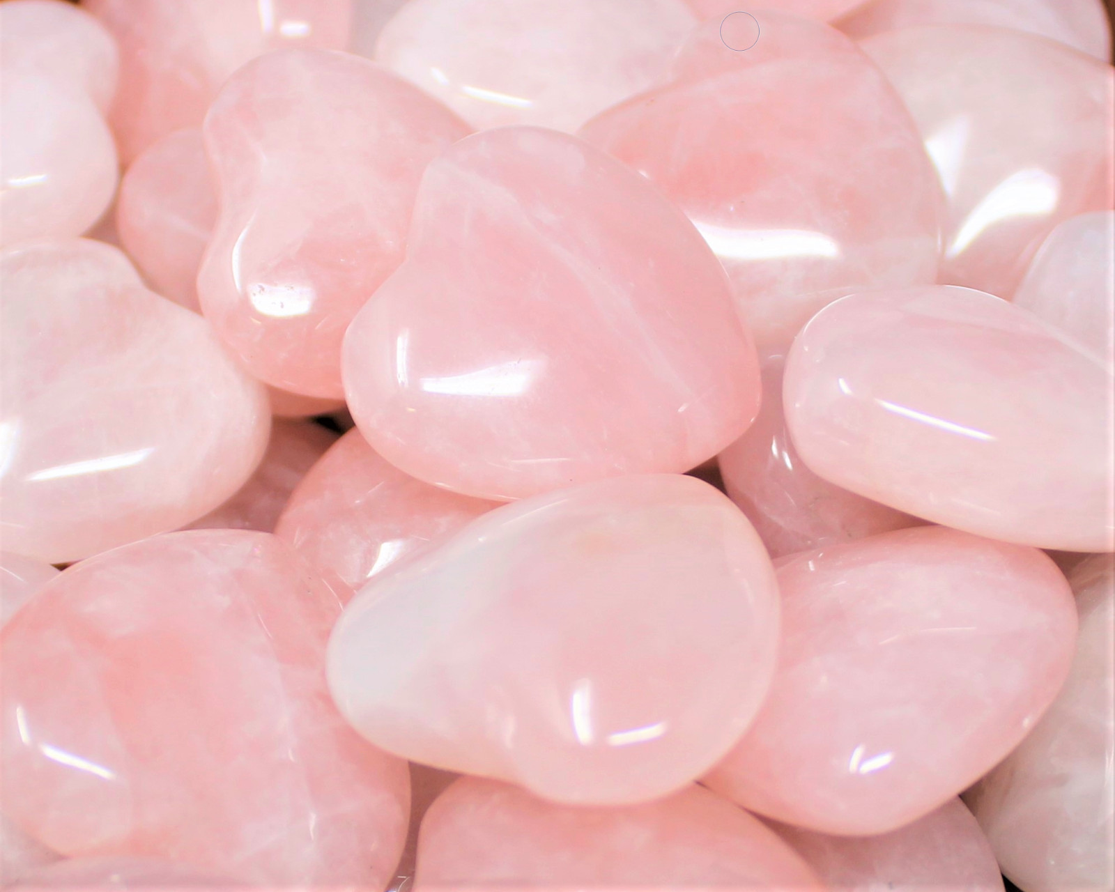 Pink Rose Quartz Heart: Bulk 10 Piece Lot (Pocket Size 1″ Puffed) Wholesale