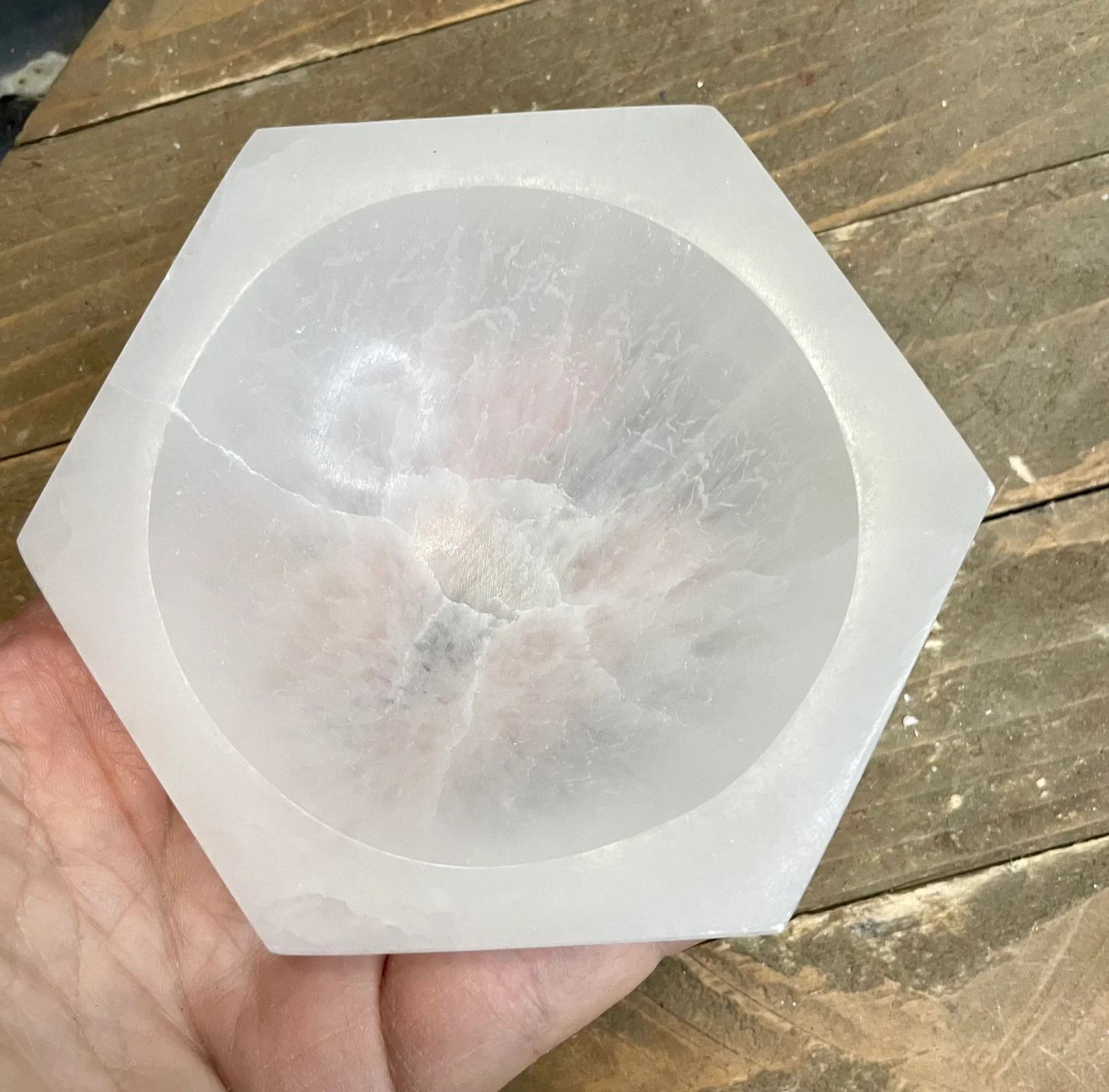 4″ Selenite “Charging” Bowl White Crystal Stone Reiki CHARGED Healing