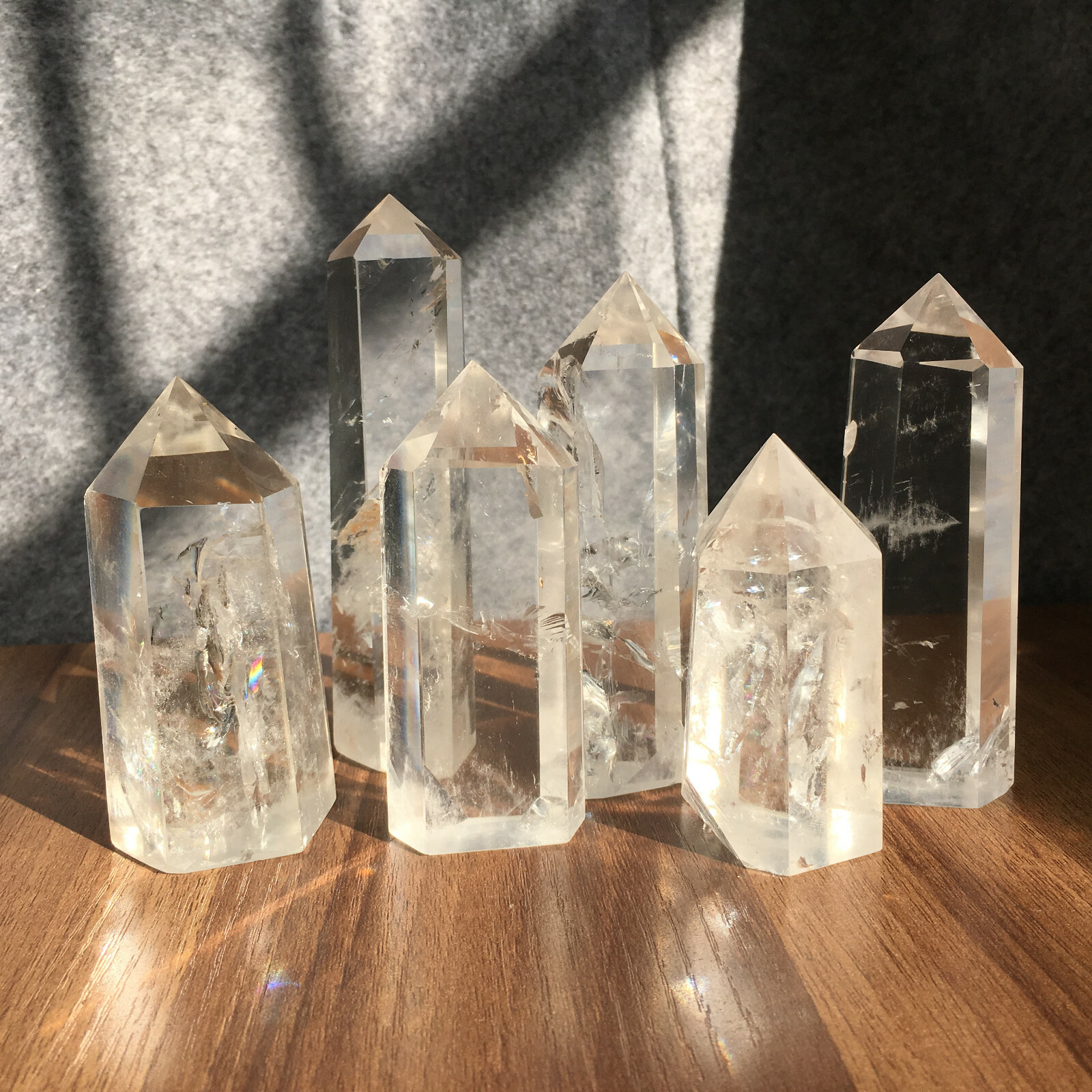 6PCS Natural clear quartz obelisk crystal WAND point healing random
