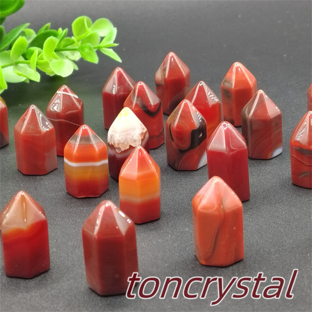10pcs Top Natural Red Agate Mini Obelisk Quartz Wand Crystal Point Reiki Healing
