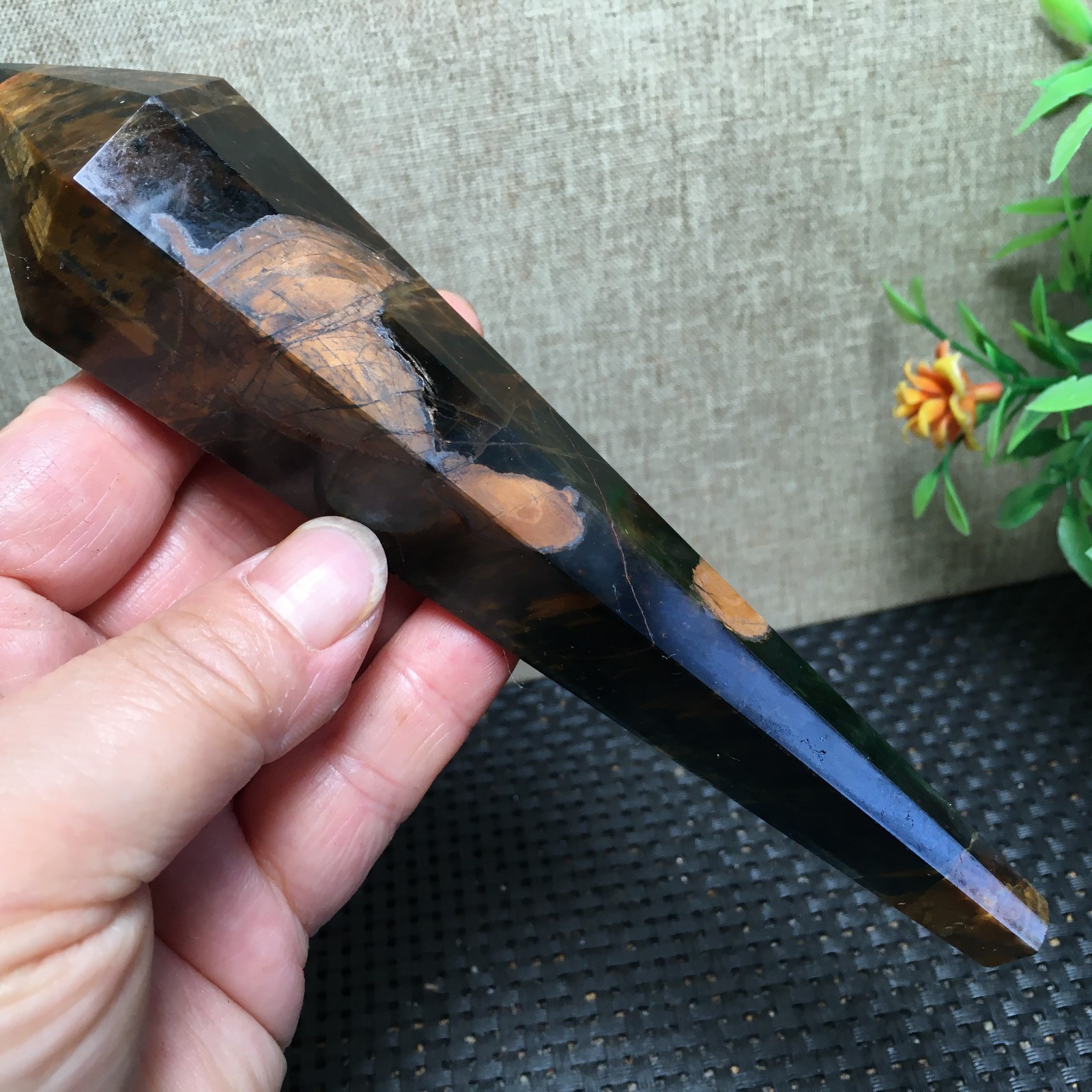 148g natural tiger-stone Quartz Crystal Wand Specimens fb1538