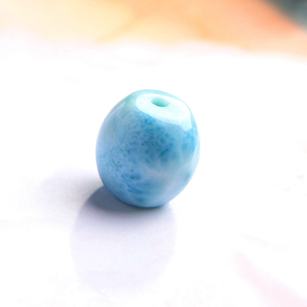 Genuine Natural Blue Larimar Water Pattern Barrel Pendant Adult Collector’s Item