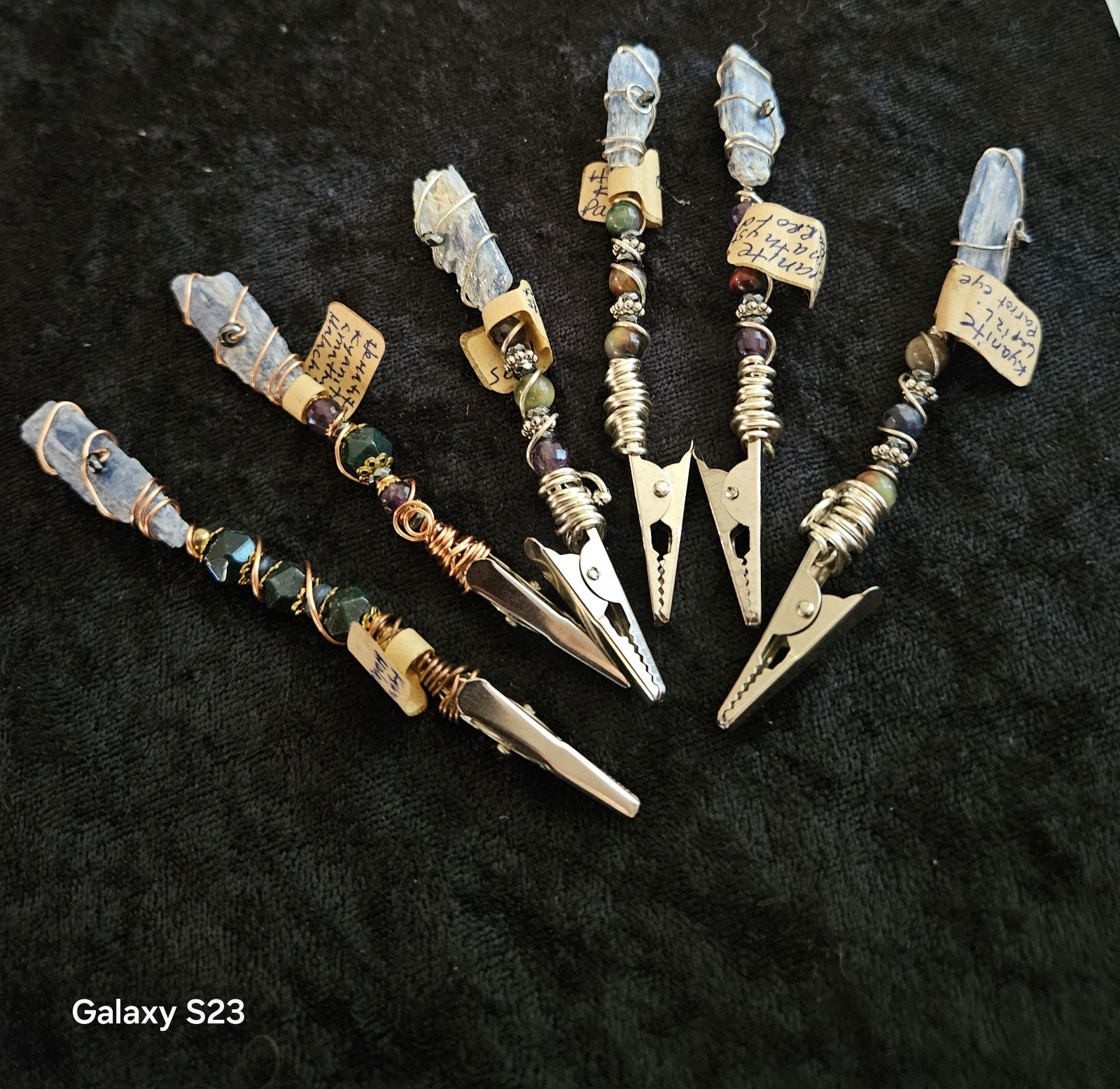 Handcrafted Wire-Wrapped Witchbroom Crystal Clip Holder. 1 Item only