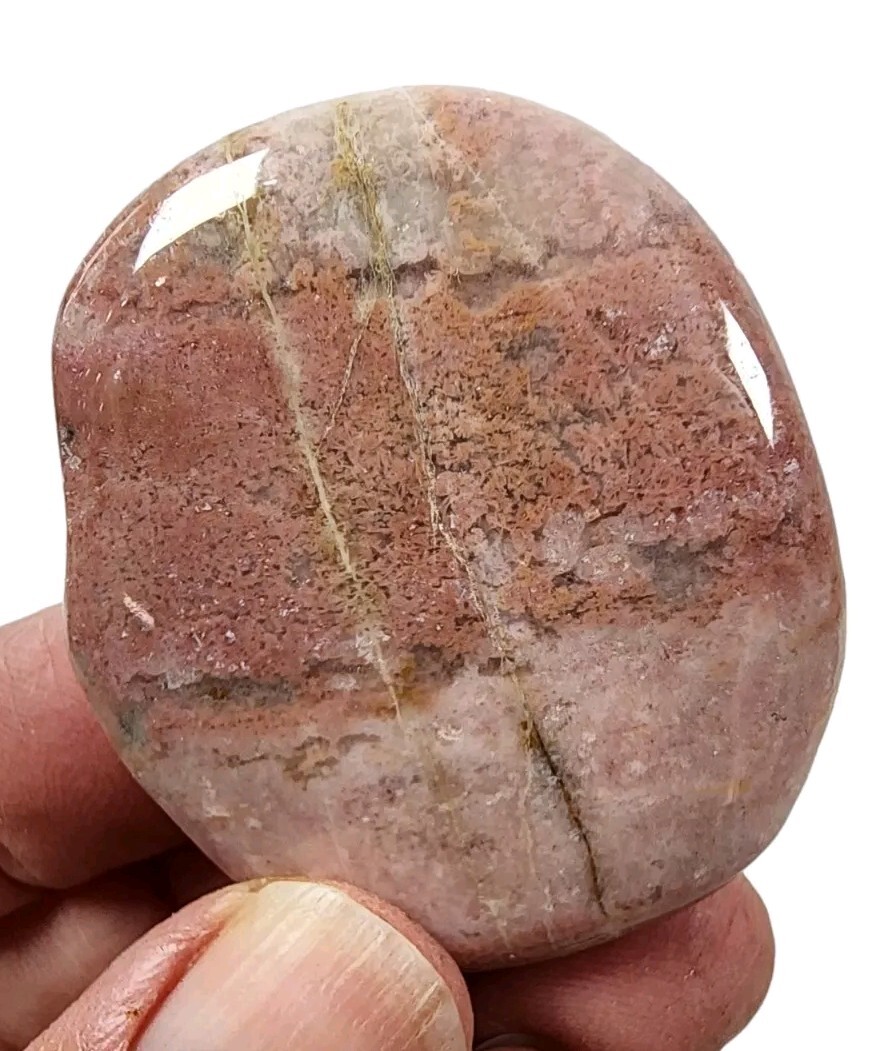 Rhodonite Crystal Polished Smooth Stone Brazil 30.5 grams.