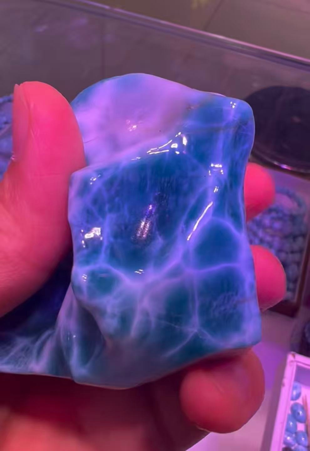290g Natural Larimar Gem freeform Quartz Sphere Crystal Energy Reiki Decor