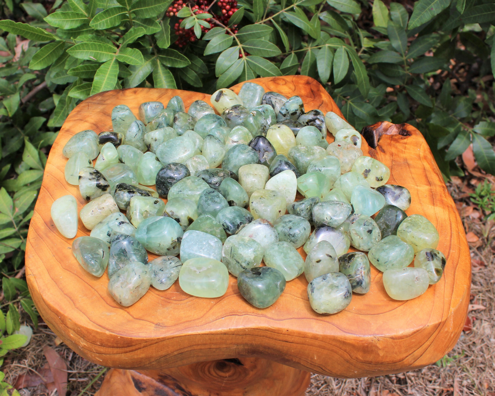 2 Large Prehnite with Epidote Tumble Stone (Crystal Healing Reiki Tumbled)