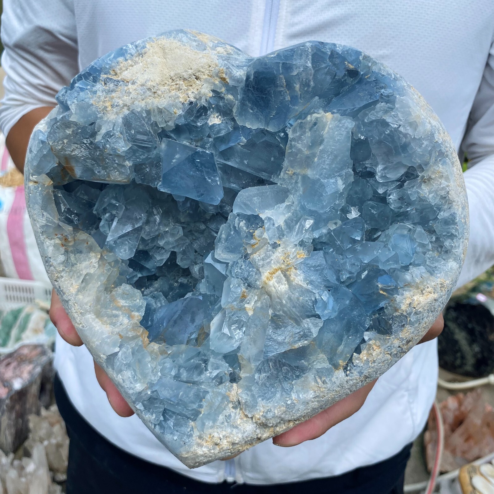 14.4lb natural blue celestite geode quartz crystal mineral specimen healing