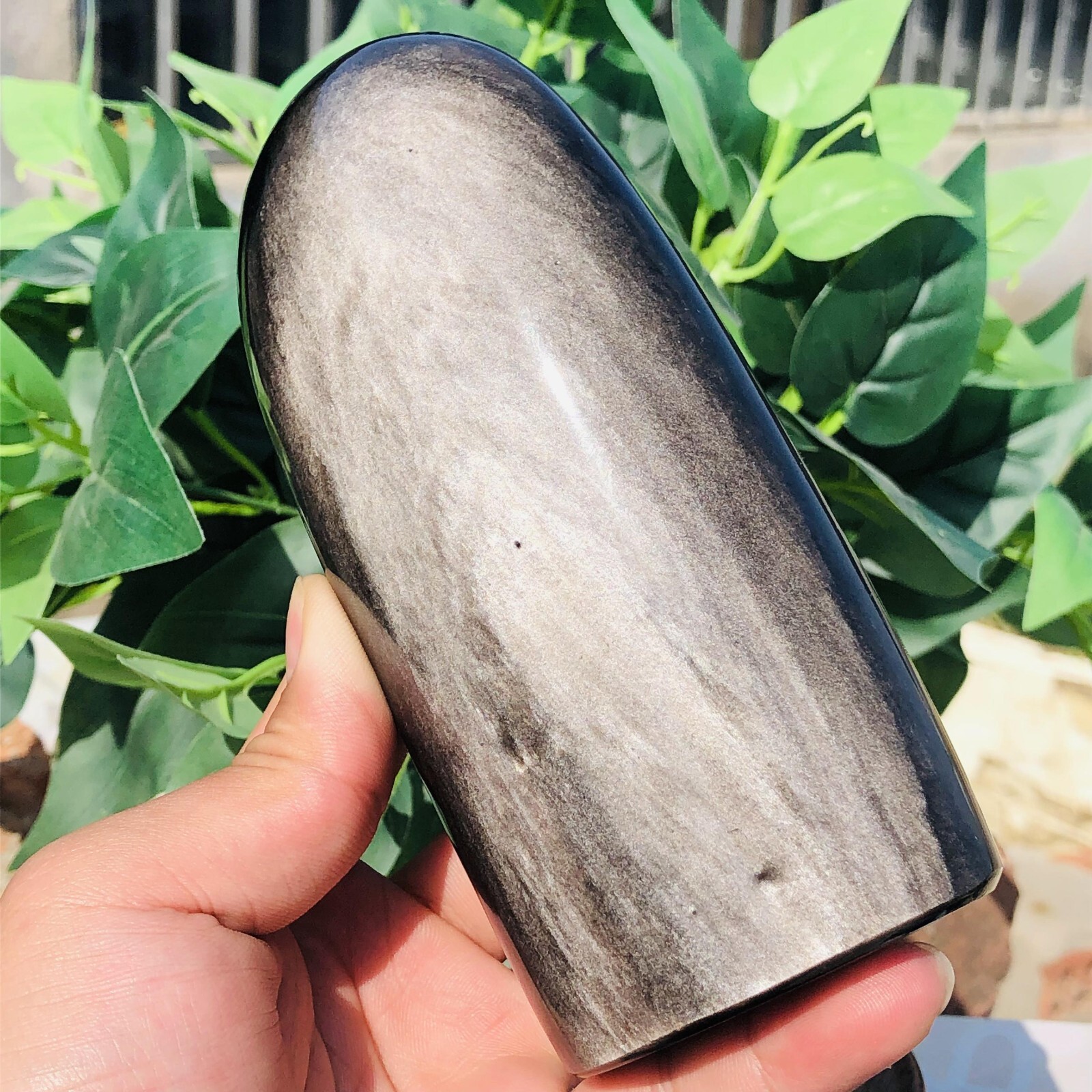 1.8lb Natural Standing Silver Obsidian Quartz Crystal Witch Mineral Meditation