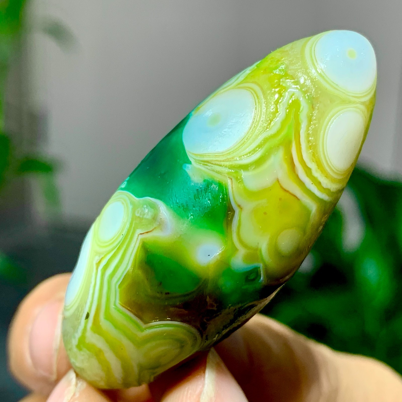 28G Natural green gobi agate eye crystal Circular pattern mineral healing B205