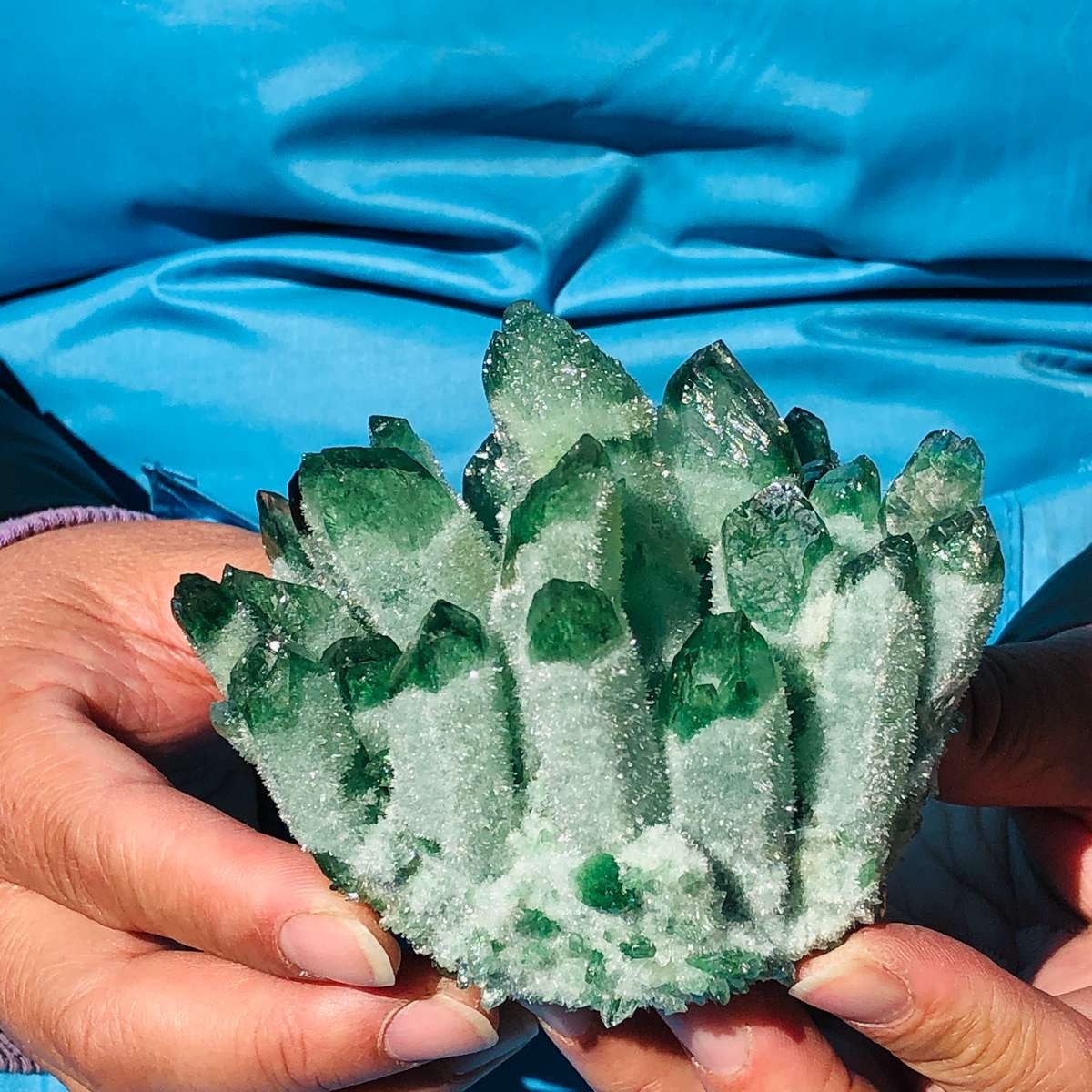 4Pcs 3.78LB New find green Phantom Quartz Crystal Cluster mineral samples heals