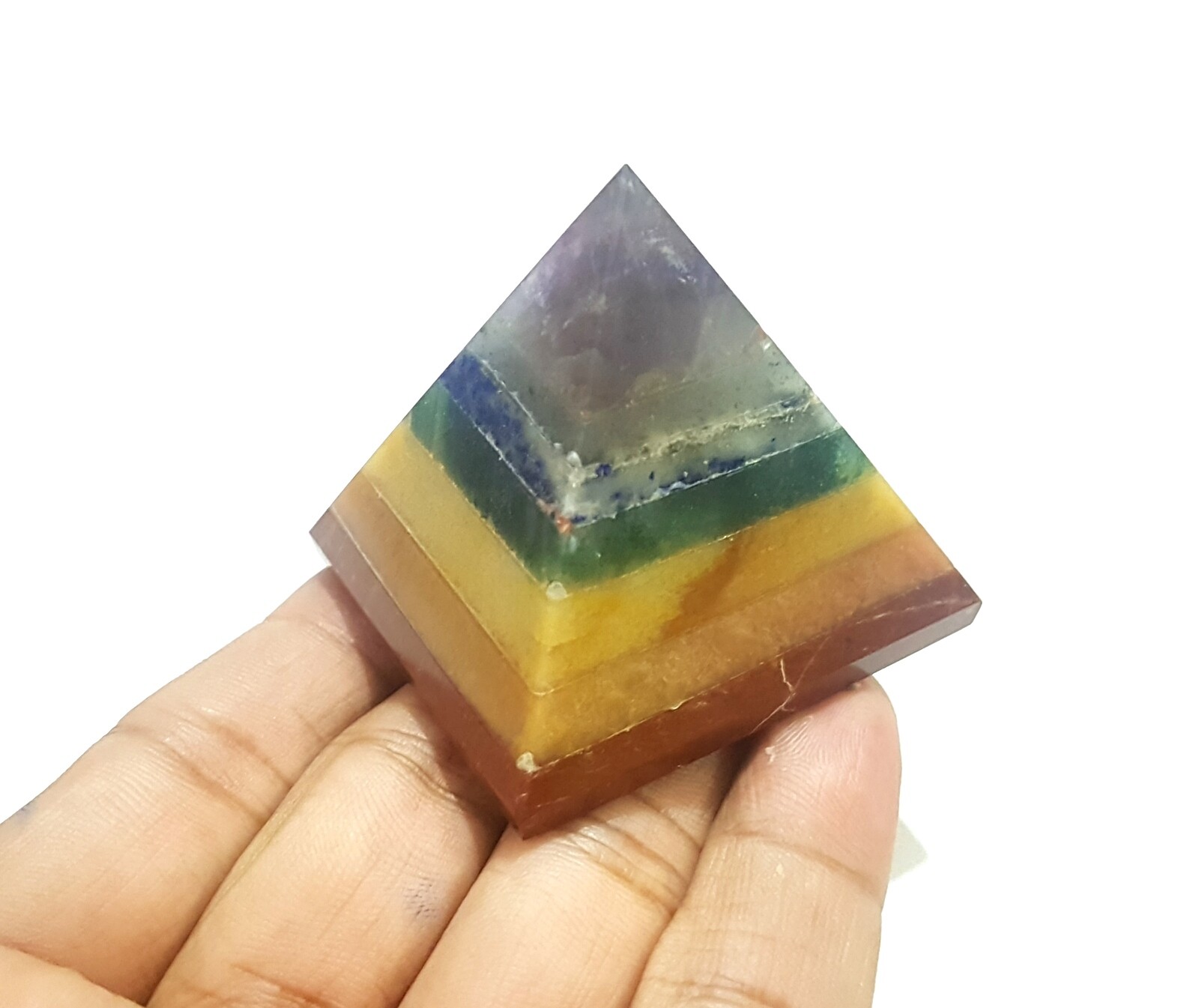 7 Chakra Bonded Big Natural Crystal Chakra Pyramid 2 Inches
