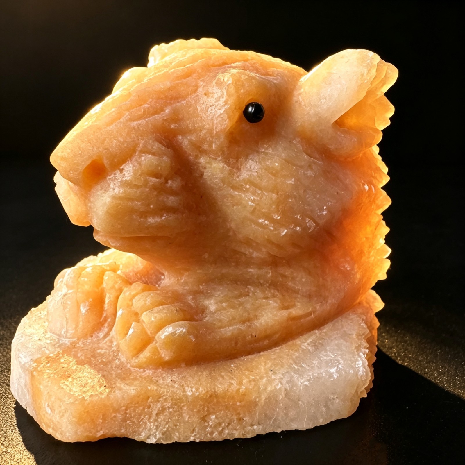 Collectible Quartz & Calcite Rat Head Carving | Hand Carved Crystal Specimen Art