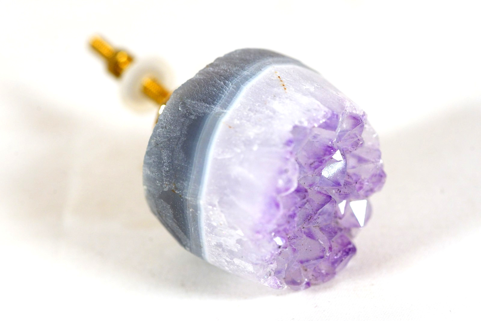 Purple Amethyst Crystal Gemstone Drawer Knob 6 Handles