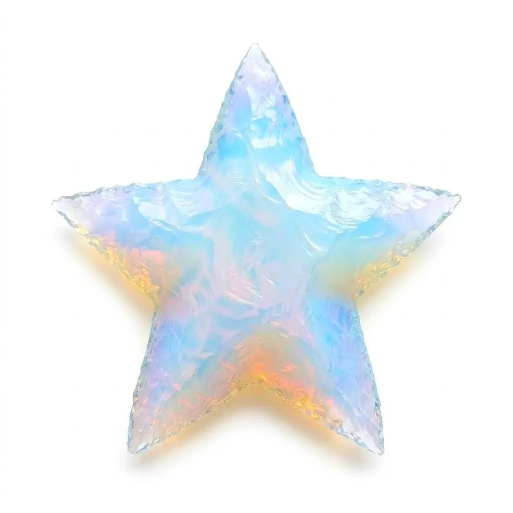Large Blue Opalite Star Carving 100mm Hand Carved Celestial Crystal Altar Decor
