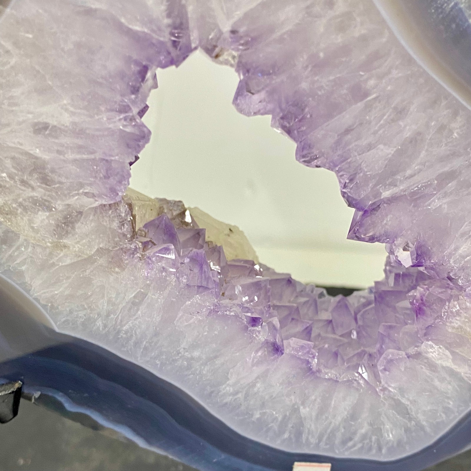 7.58LB Natural heart agate Amethyst Cave Crystal Slice Cut Repai