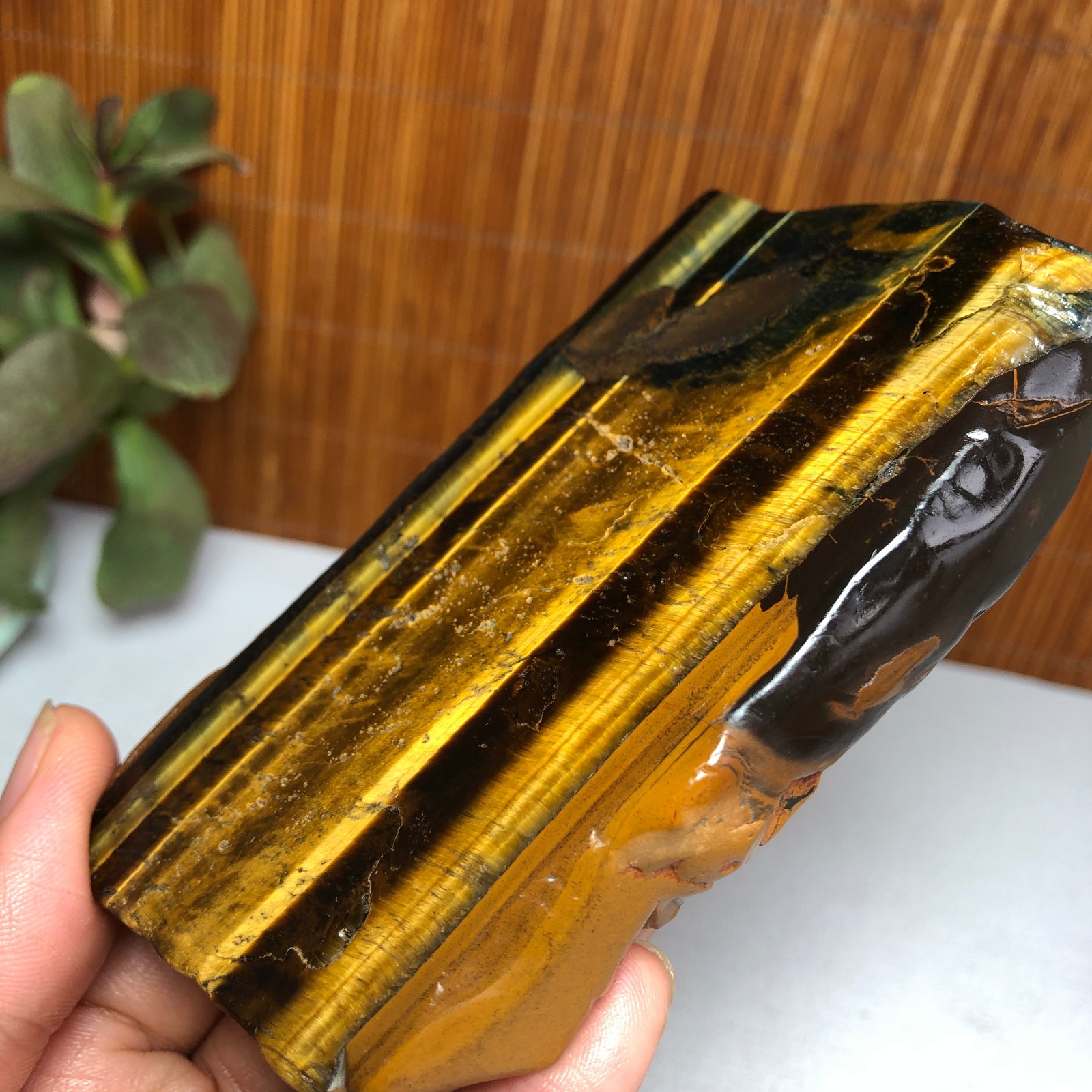 108mm Natural yellow tiger eye slice polish/rough specimens 207g A9379
