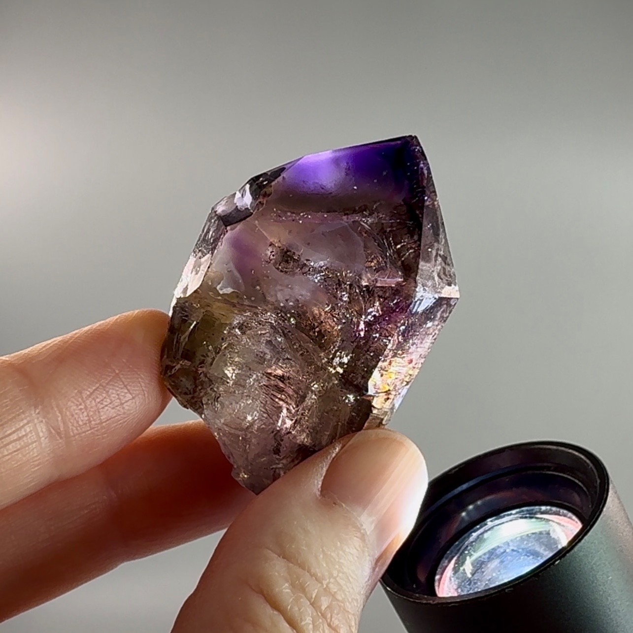 Large Moving Bubble! Rare Elestial Grape Jelly Shangaan Amethyst Enhydro Crystal