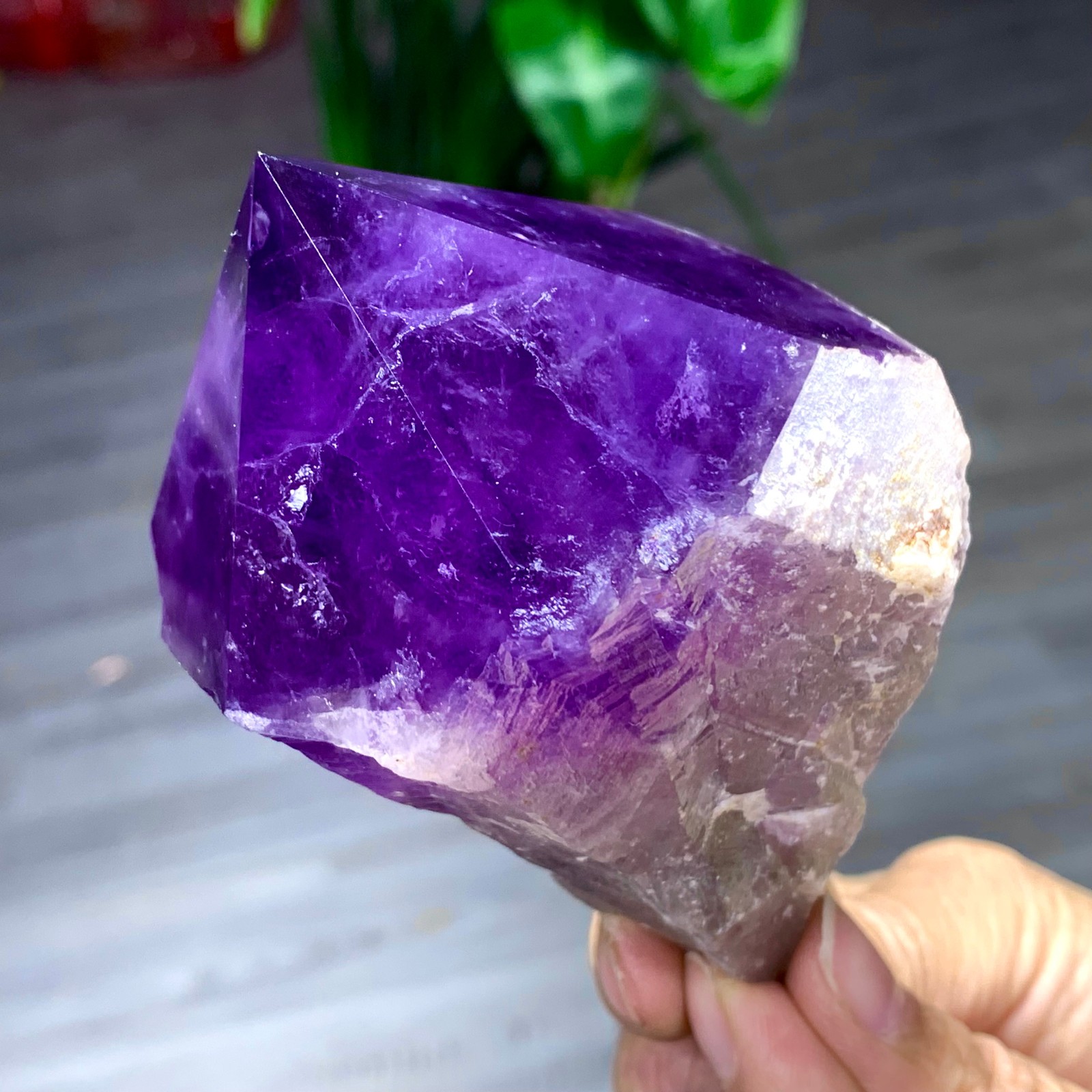 378G Natural Amethyst Quartz Crystal Single-End Terminated Wand Point Healing