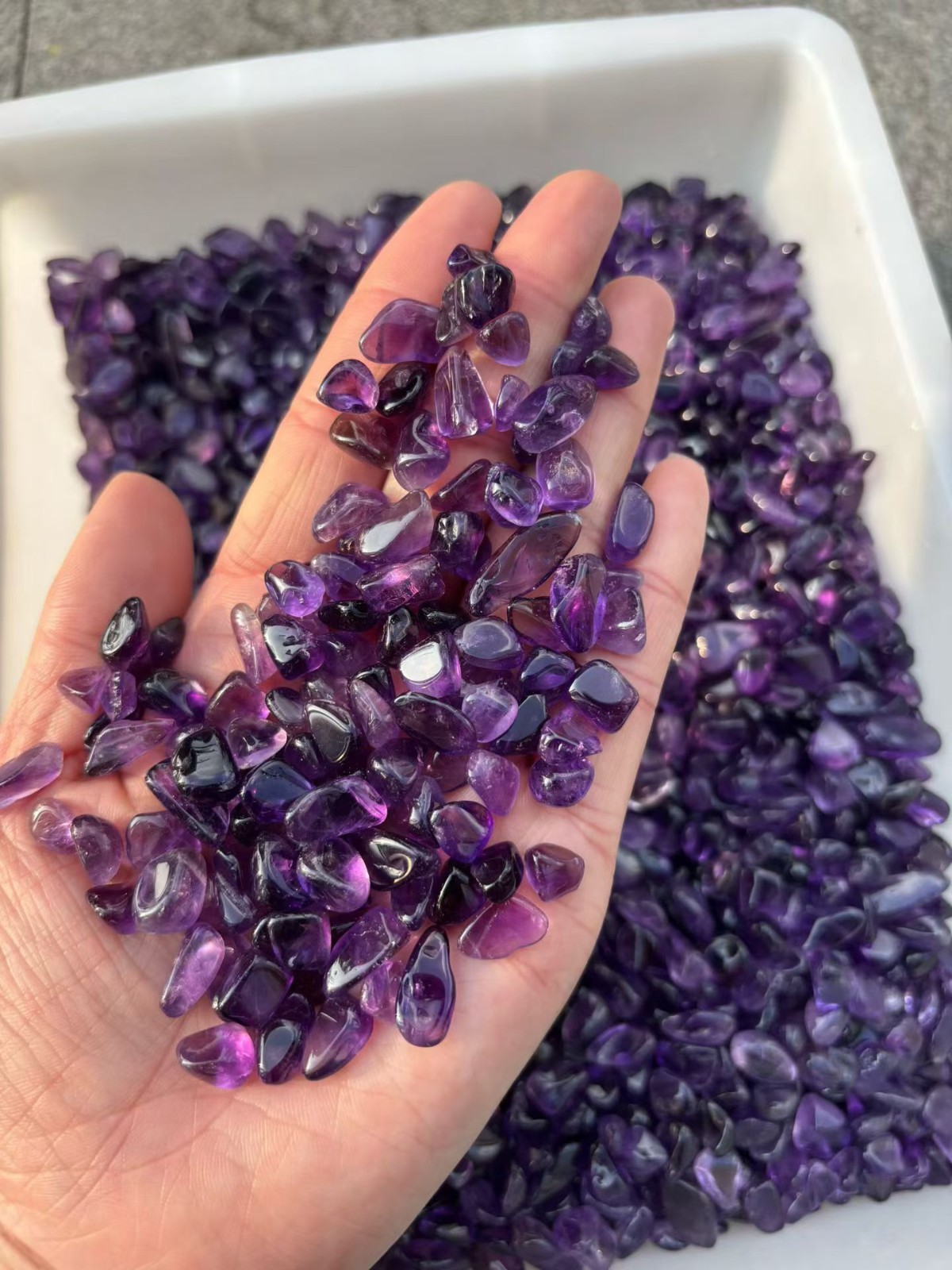 Bulk Natural Amethyst Tumbled Chips Purple Healing Crystal Gravel Chakra 5-7mm
