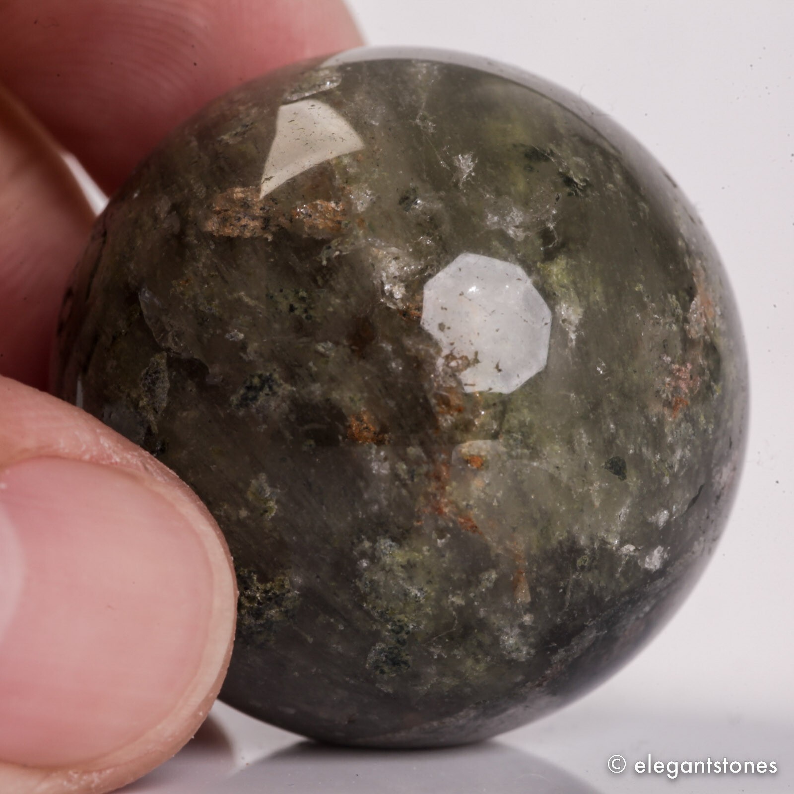 48g32mm Natural Garden/Phantom/Ghost/Lodolite Quartz Crystal Sphere Healing Ball