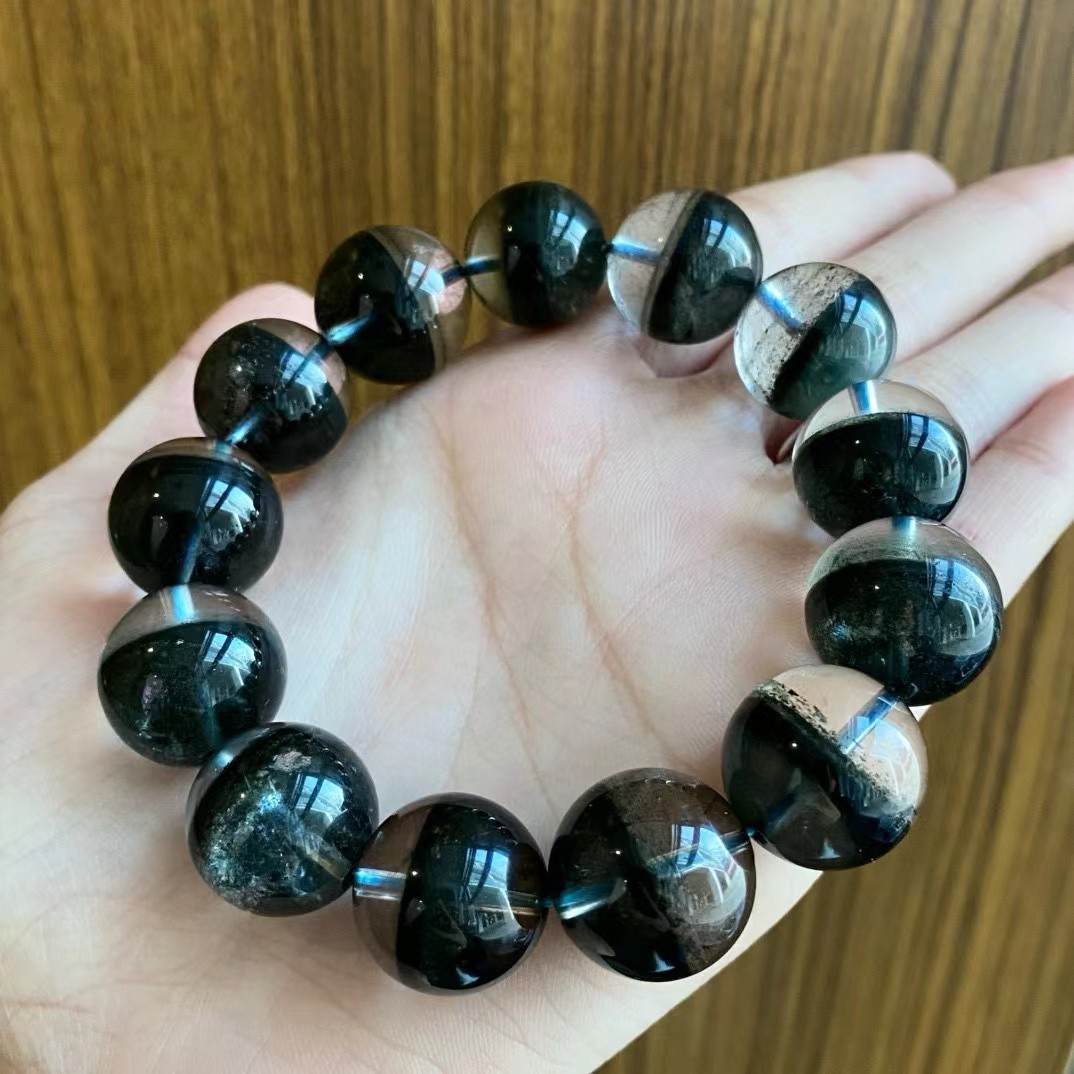 17MM top！ Natural green Ghost Phantom quartz crystal energy bracelet
