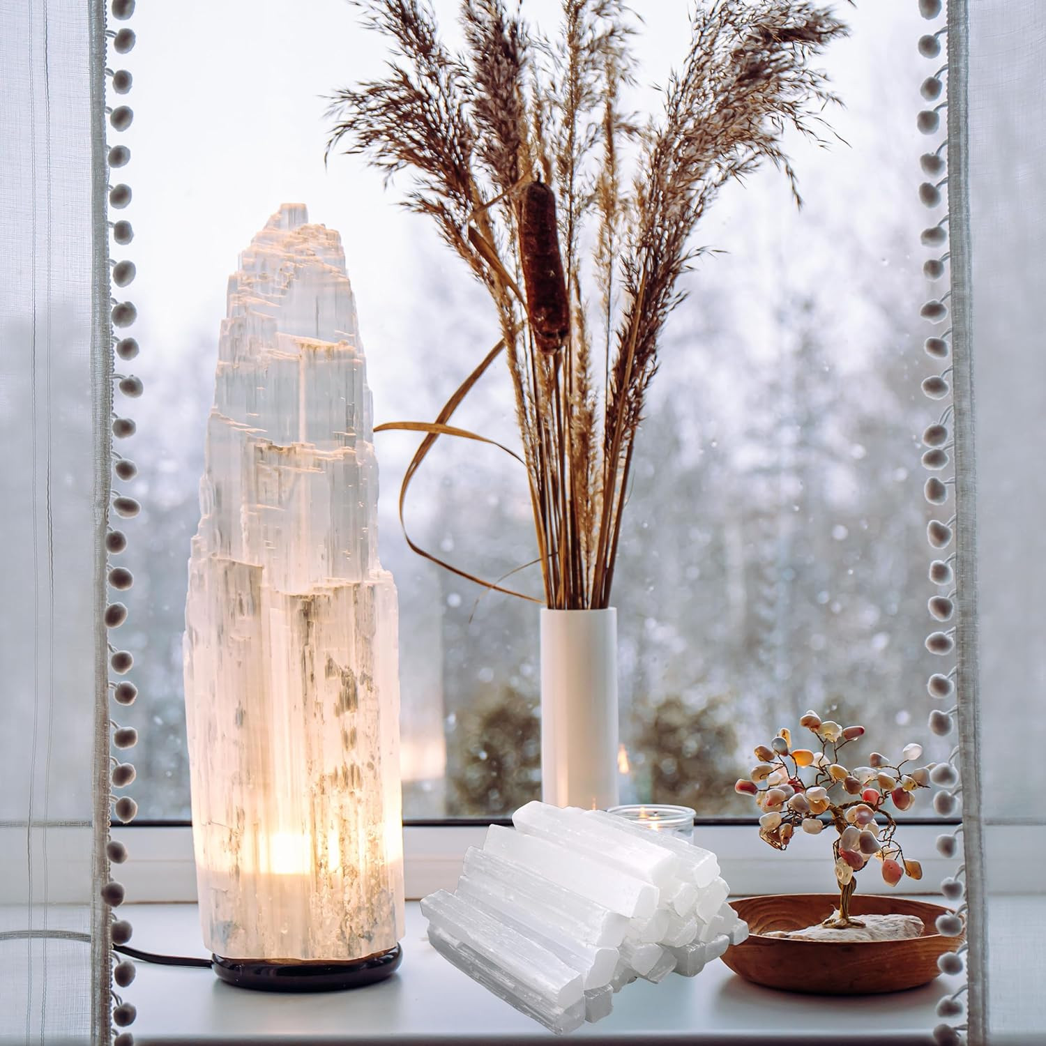 4 Selenite Crystal Wand | Variety Pack Selenite Sticks for Healing | Reiki & Met