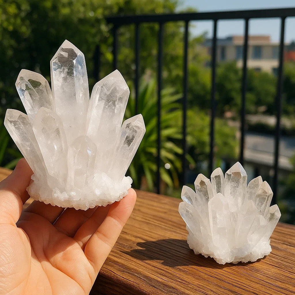 Natural Clear Quartz Cluster Crystal Healing Reiki Mineral Specimen Home Decor