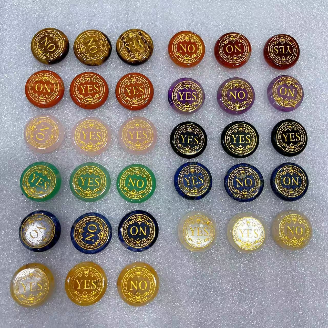 5PCS Crystal Yes No Decision Maker Coin Engraved Worry Stone Divination