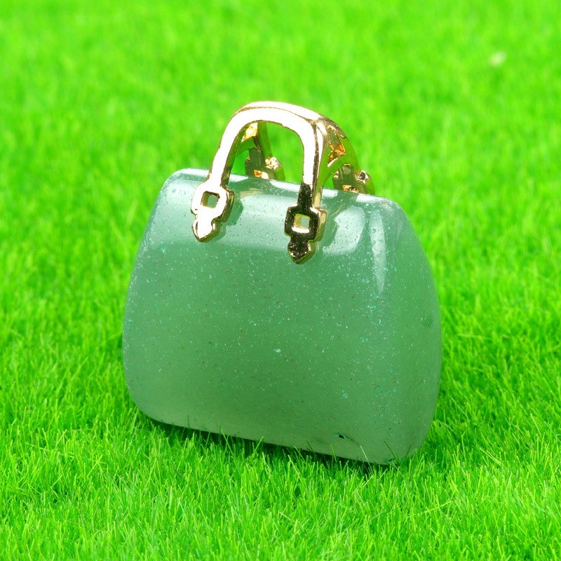 Natural Crystal Mini Handbag Pendant Gemstone Bag Charm DIY Necklace Keychain