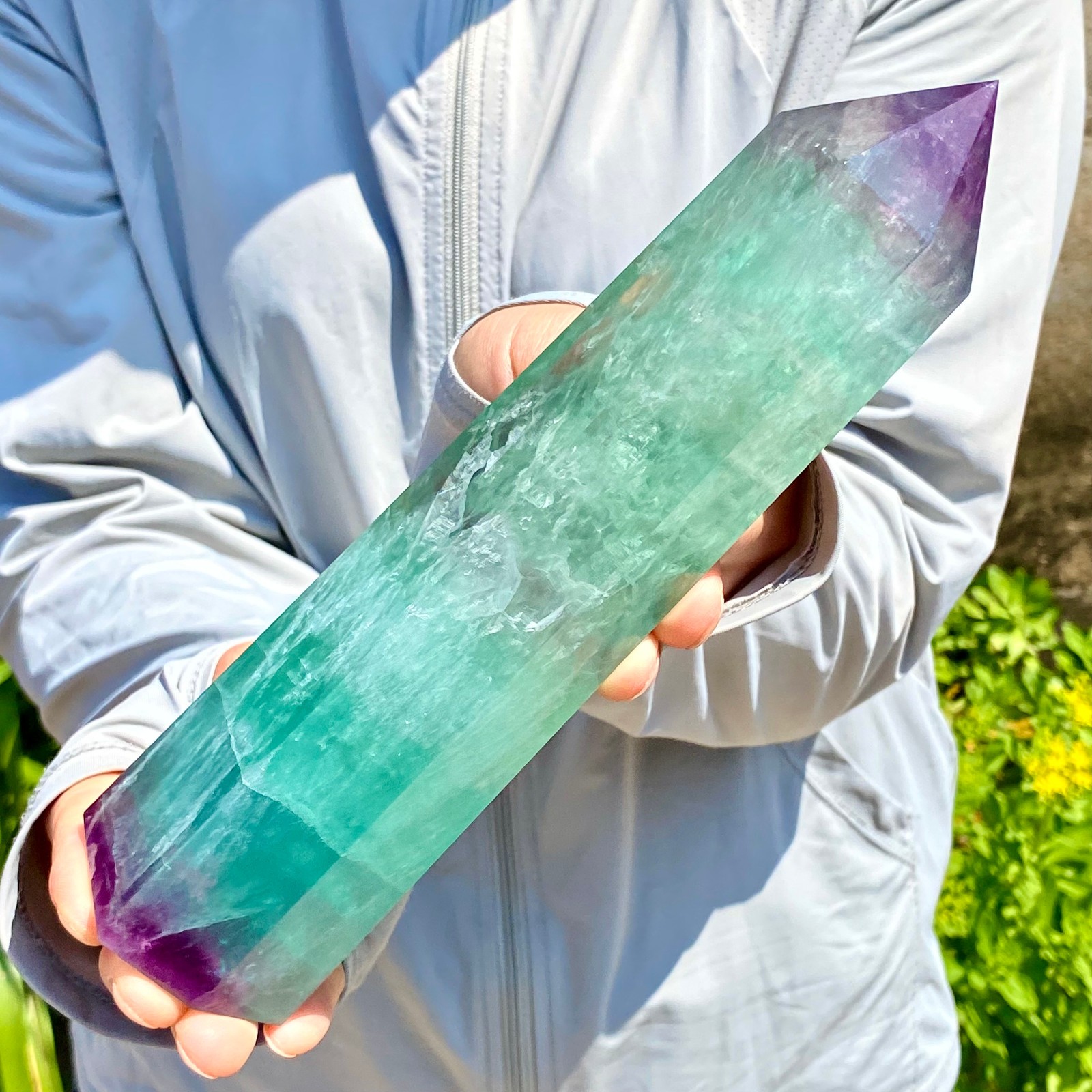 1.92LB Large Natural colored fluorite crystal column obelisk healing specimen