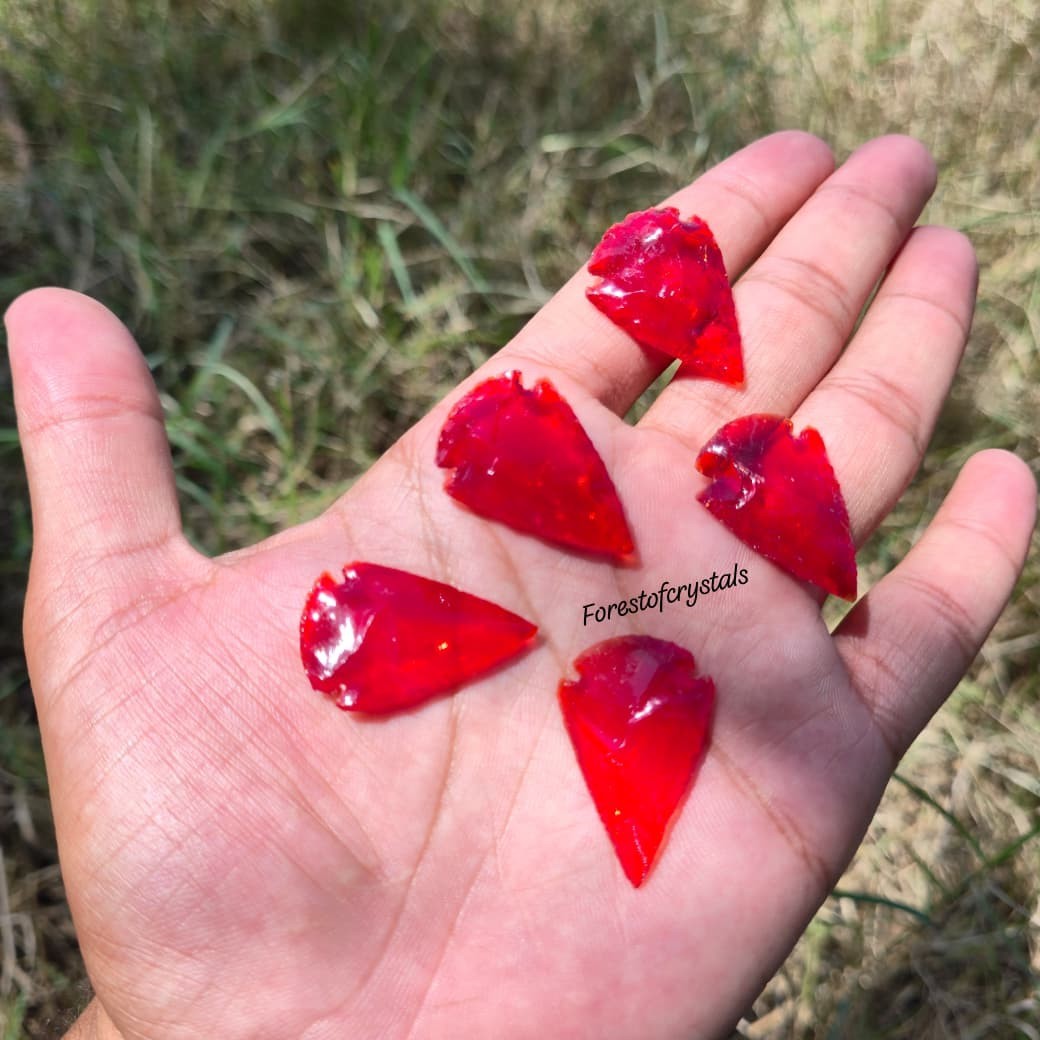 Bulk Red Obsidian Carnelian Arrowheads 1 to 1.5 Inch Handcrafted Crystal Points