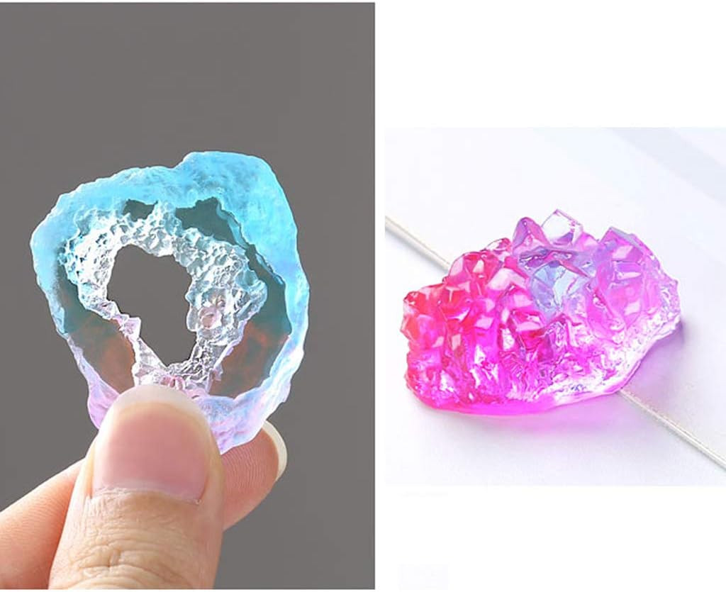Natural Stone Resin Mold Crystal Quartz Rock Cluster Geode Druzy Gem Pendant Sil