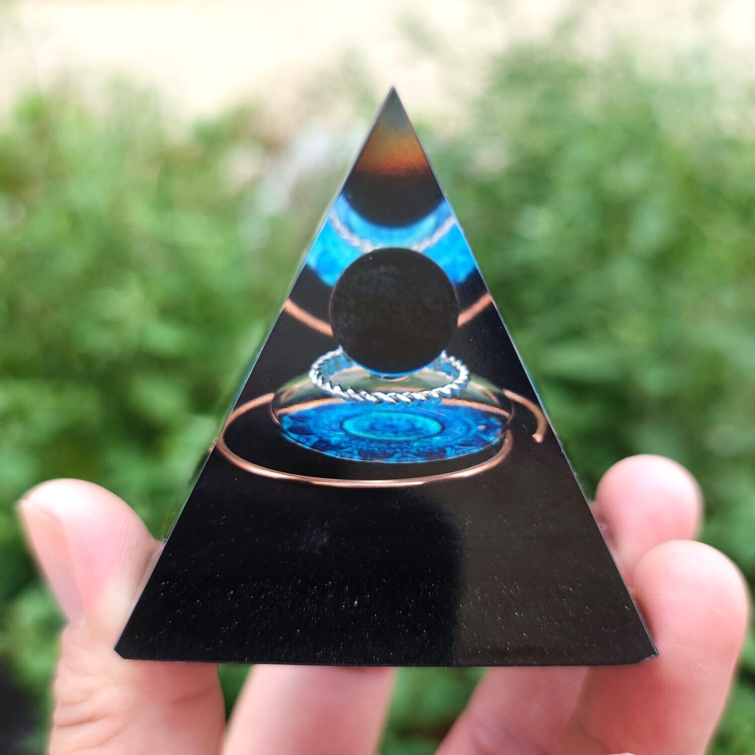 Orgone Pyramid Black Obsidian Stone Orgonite Pyramid Chakra Crystal Orgonite