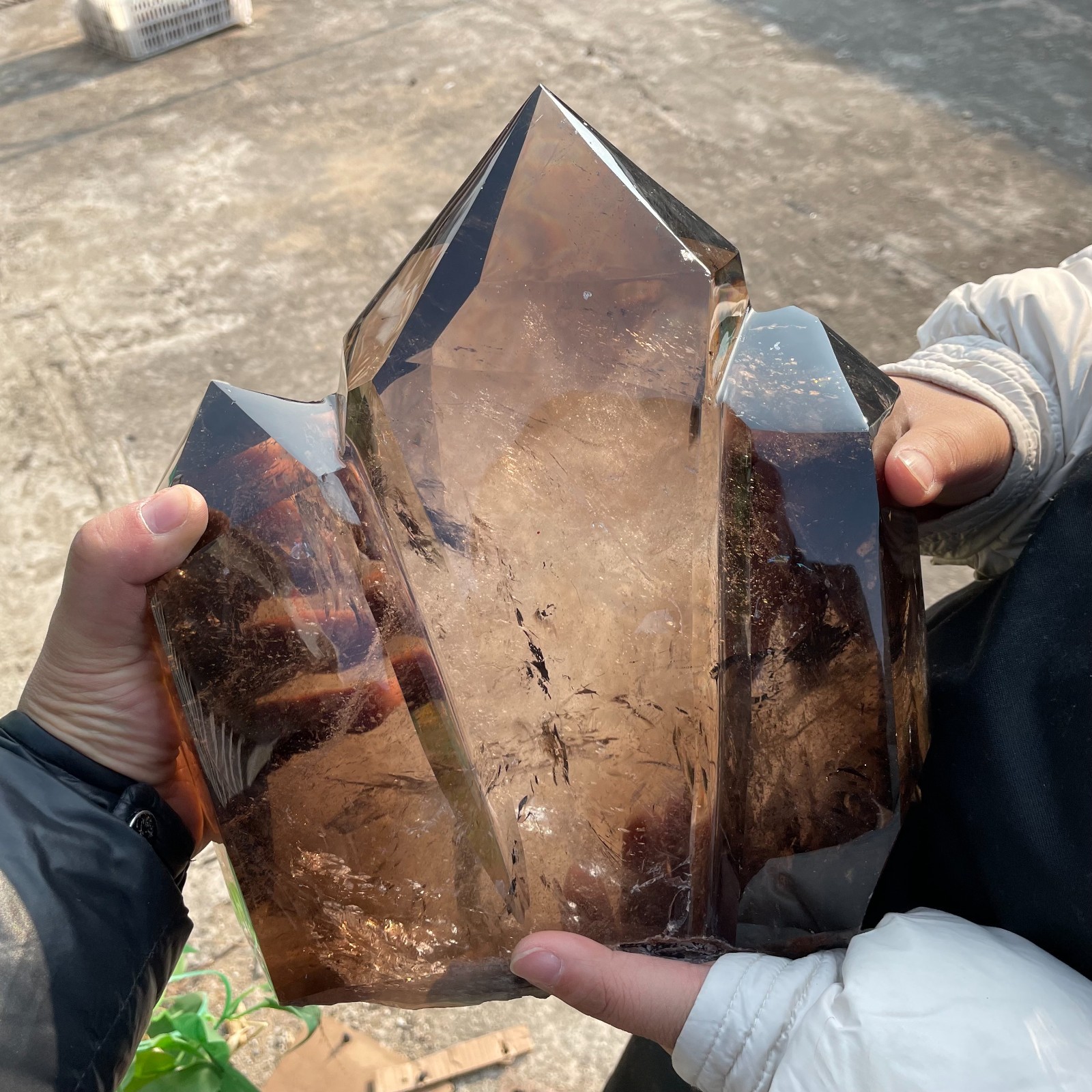All 23.5LB Natural Somky Obelisk Quartz Crystal Double Point Healing