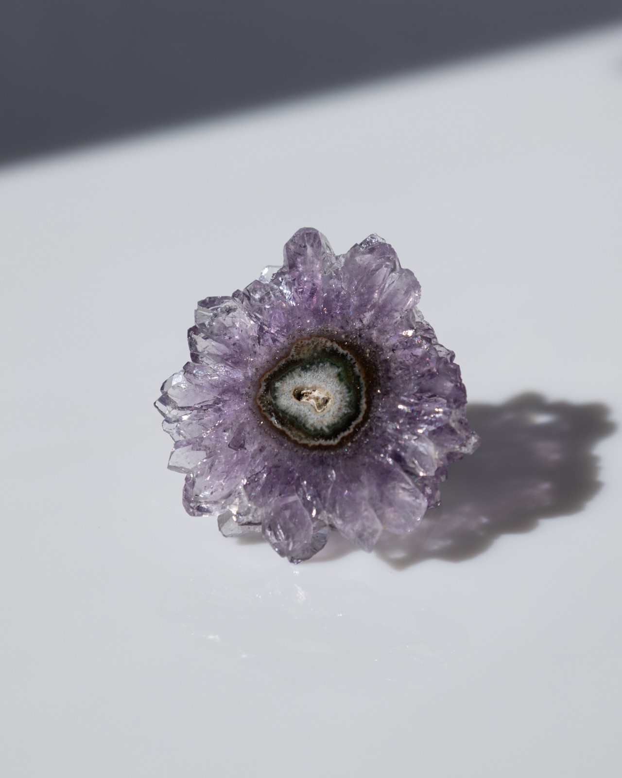Amethyst Stalactite eye slice Purple Crystal Flower Jewelry making Quartz 45mm
