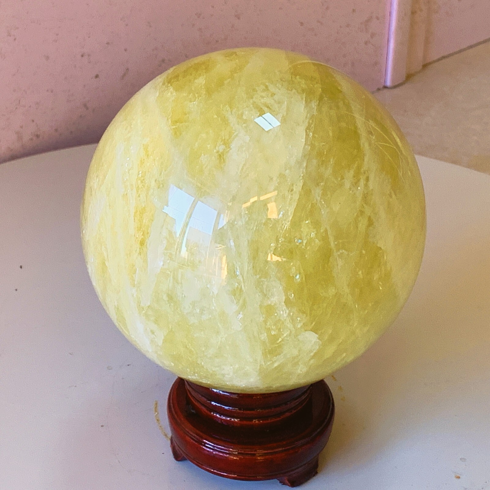 TOP 7.0LB Natural citrine Quartz Sphere Crystal globe Healing+stand YC11