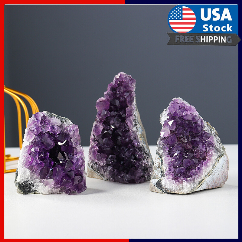 Natural Amethyst Quartz Geode Crystal Cluster Healing Specimen Decoration DIY