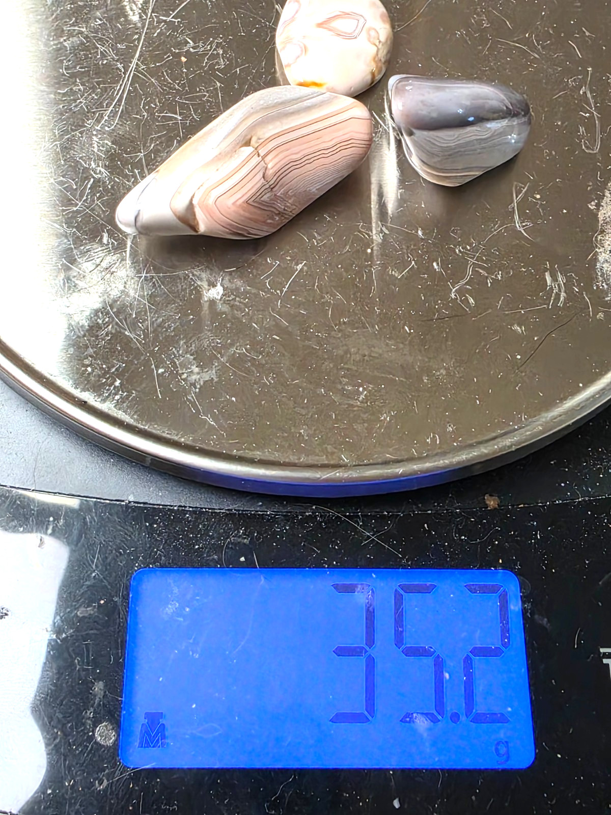 3 POLISHED BOTSWANA AGATEs , Bands , eyes , Pinks . Nice Lot